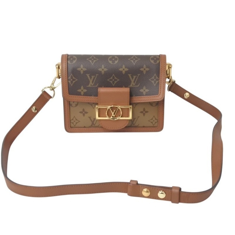 LOUIS VUITTON Monogram Leather Reverse Dauphine Shoulder Bag Canvas Leather